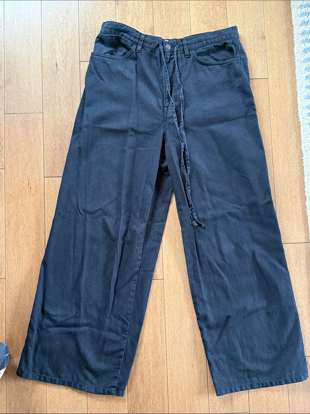 COS Black Wide-Leg Drawstring Jeans